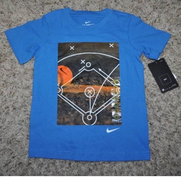 *Nike Baseball Field T-Shirt sz 6 Blue Short Sleeve Crew Athletic Tee Shirt Boys - Picture 2 of 3